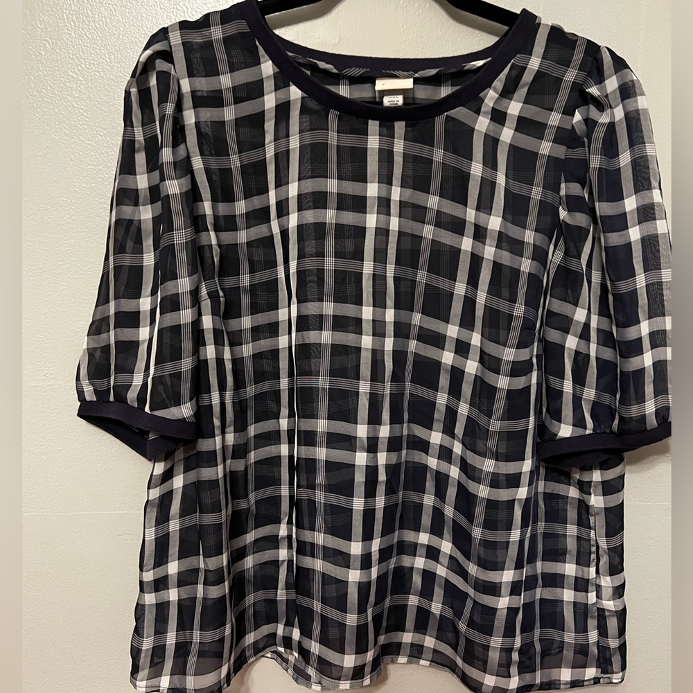 a new day Navy Plaid Top